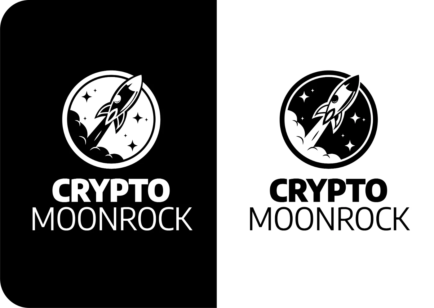 Crypto Moonrock — Déclinaisons noir et blanc, positif et négatif