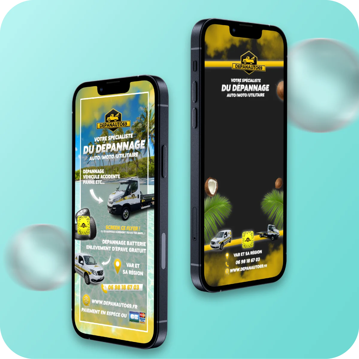 Depanauto69 — Flyer et filtre Snapchat en situation